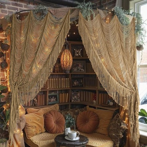 Macrame curtain boho doorway - macrame,